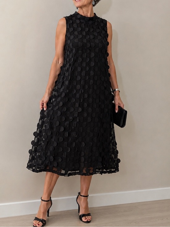 BOHO CHIC Dresses & Skirts - Black Sleeveless Polka-Dot Midi Dress